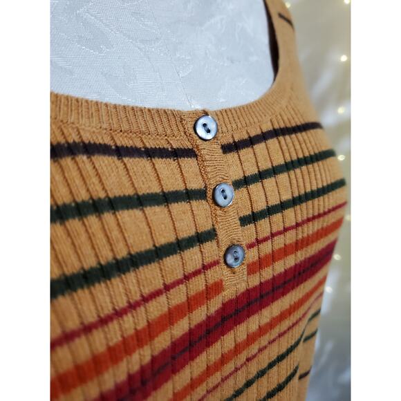 Vtg St Johns Bay Y2K Striped Ribbed Shell Button Henley Sweater Size XL Retro - Picture 6 of 10